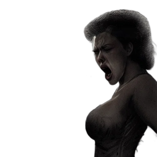 face, hair, creature, concept art transparent PNG cut-out