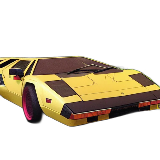 car, concept art, 3d render, colourful, vfx, art, lamborghini, countach transparent PNG cut-out