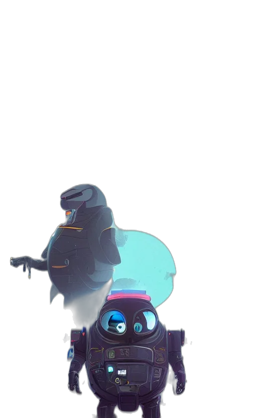 robot, creature, mask, hat, concept art, cyberpunk, pixel art, fantasy art transparent PNG cut-out
