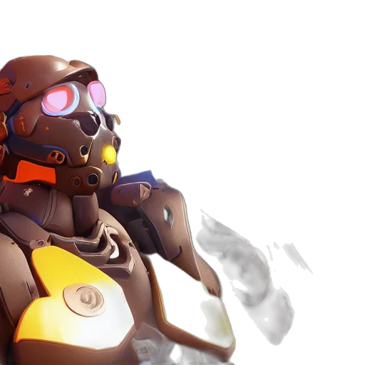 robot, mask, weapon, staff, concept art, 3d render, cyberpunk, anime transparent PNG cut-out