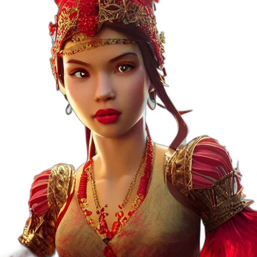 crown, jewelry, face, fantasy art, concept art, photorealistic, 3d render, red transparent PNG cut-out