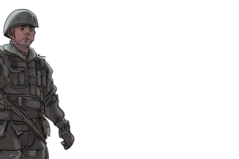 concept art, 3d render, comic book art, sergeant transparent PNG cut-out