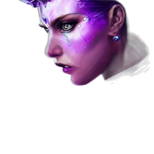 face, crown, cyberpunk, concept art, fantasy art, pixel art, neon lights, outer space transparent PNG cut-out
