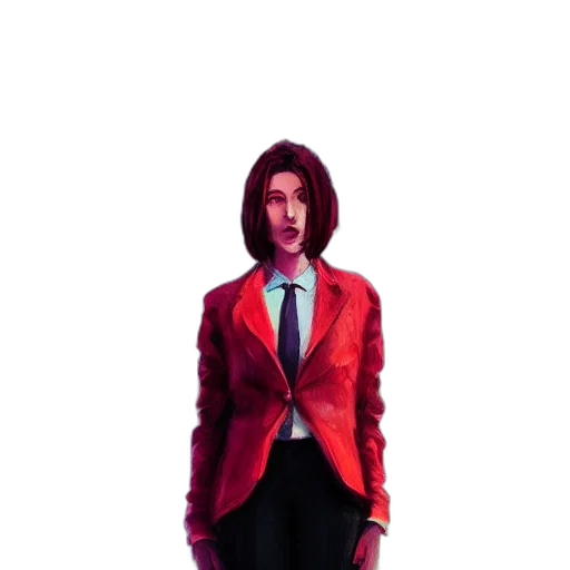 jacket, dress, face, staff, concept art, pixel art, cyberpunk, comic book art transparent PNG cut-out