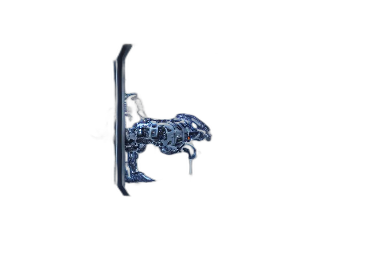 weapon, robot, sword, staff, concept art, 3d render, photorealistic, blue transparent PNG cut-out