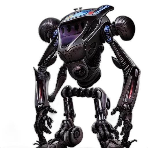 robot, creature, staff, weapon transparent PNG cut-out