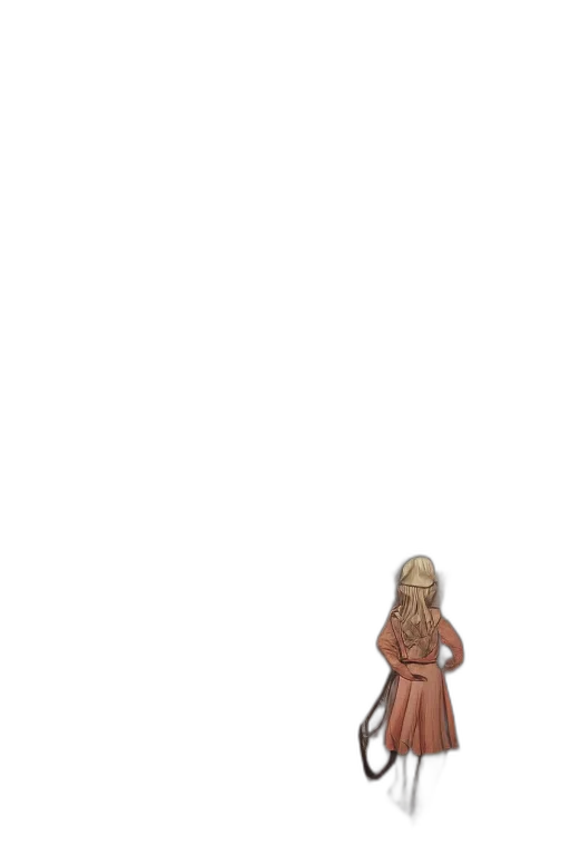 dress, hair, creature, staff transparent PNG cut-out