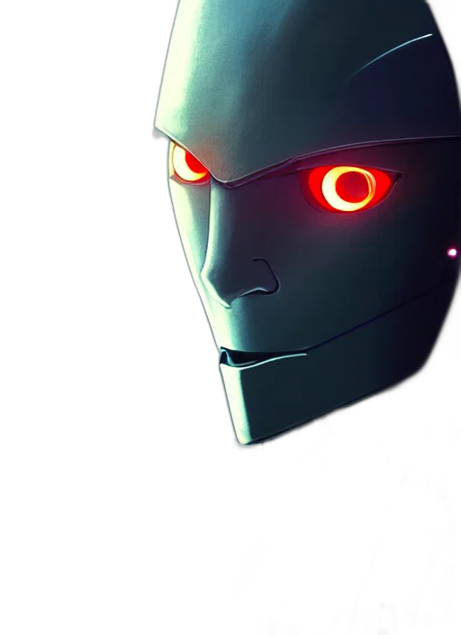 robot, mask, face, 3d render, concept art, cyberpunk, comic book art, red transparent PNG cut-out