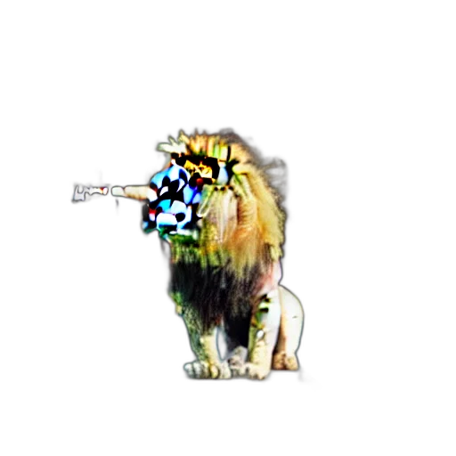 animal, crown, staff, weapon, pixel art, concept art, vaporwave, fantasy art transparent PNG cut-out