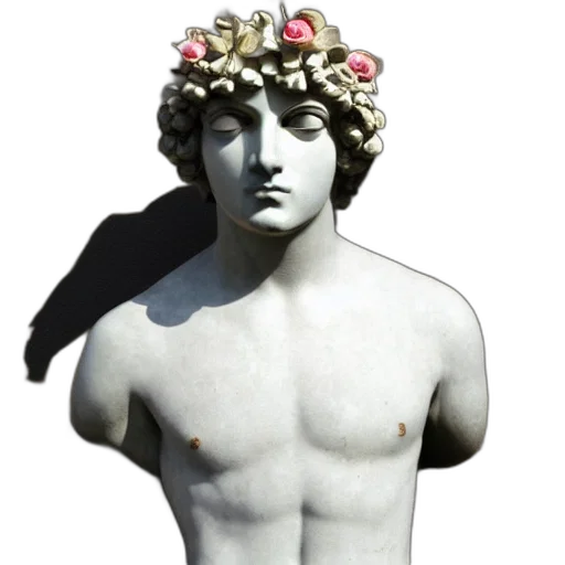 crown, flower, jewelry, face, vaporwave, 3d render, photorealistic, fantasy art transparent PNG cut-out