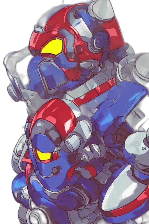 robot, weapon, concept art, watercolor, pixel art, comic book art, red, blue transparent PNG cut-out