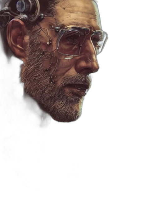 face, staff, photorealistic, concept art, oil painting, watercolor, blue, half transparent PNG cut-out