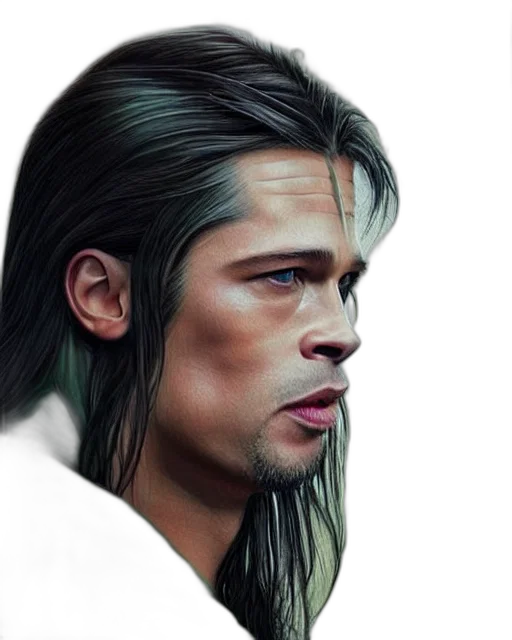hair, face, photorealistic, fantasy art, watercolor, comic book art, long, raven transparent PNG cut-out