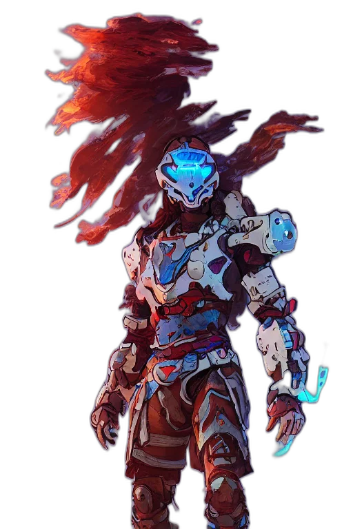 robot, weapon, dragon, mask, concept art, fantasy art, cyberpunk, comic book art transparent PNG cut-out