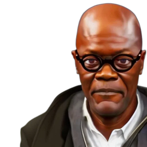 face, photorealistic, concept art, comic book art, 3d render, samuel, jackson, emoji transparent PNG cut-out
