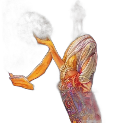 flower, dress, staff, hair, concept art, watercolor, photorealistic, fantasy art transparent PNG cut-out