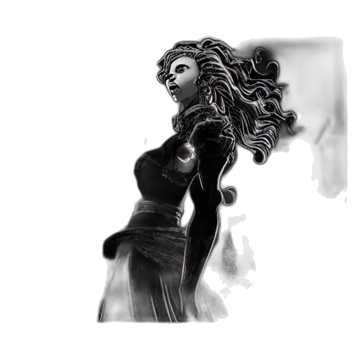hair, dress, face, jacket, concept art, comic book art, pencil sketch, fantasy art transparent PNG cut-out
