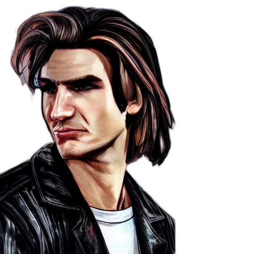 jacket, face, comic book art, photorealistic transparent PNG cut-out