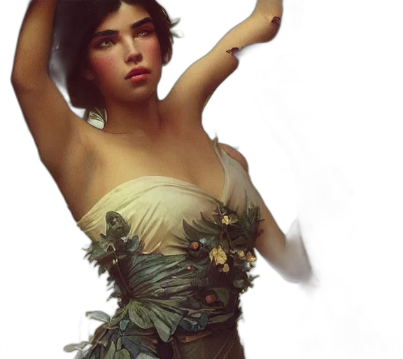 dress, crown, jewelry, fantasy art, concept art, photorealistic, oil painting, forest transparent PNG cut-out