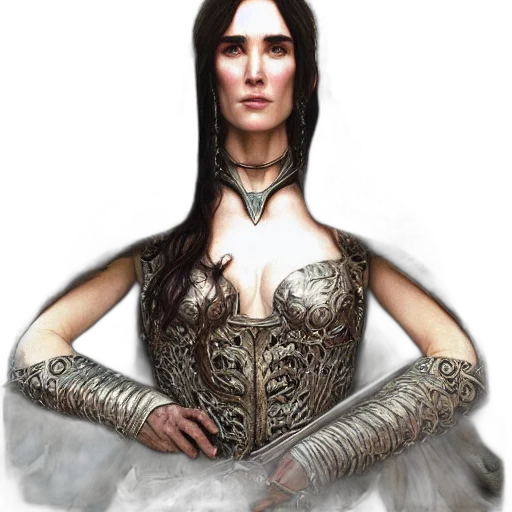 dress, jewelry, staff, fantasy art transparent PNG cut-out