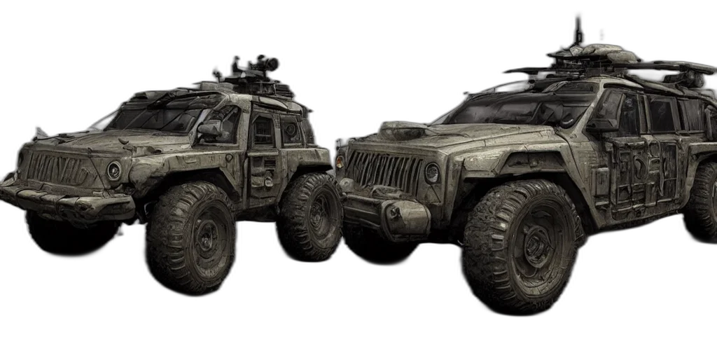 car, weapon, concept art, 3d render transparent PNG cut-out