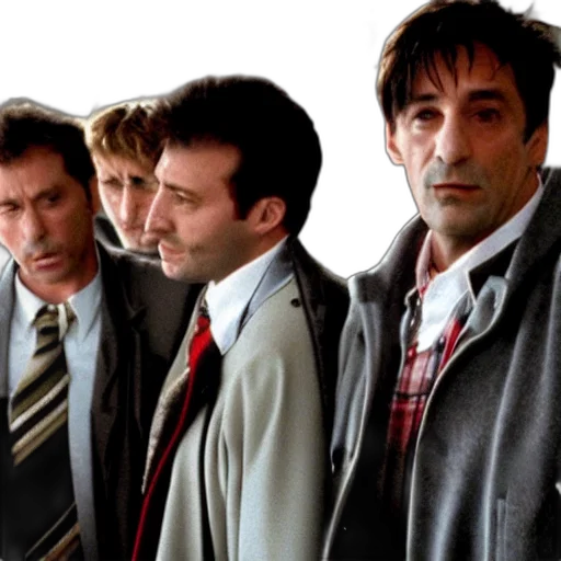 jacket, staff, fire, city street, fog, film, still, usual transparent PNG cut-out