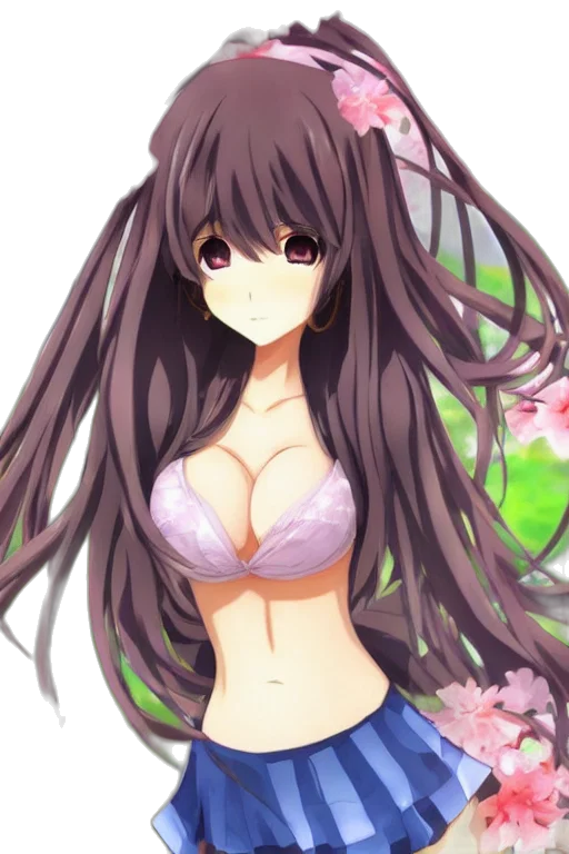 flower, dress, hair, creature, anime, photorealistic, pixel art, fantasy art transparent PNG cut-out