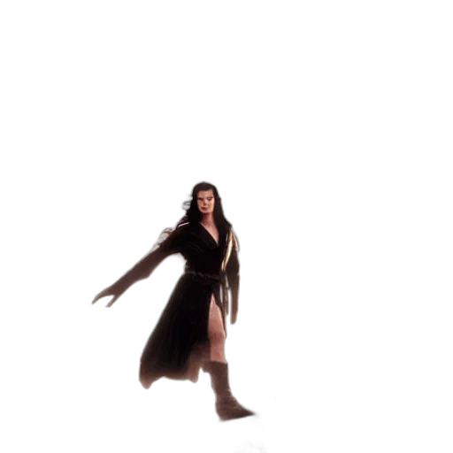 dress, jacket, creature, staff transparent PNG cut-out