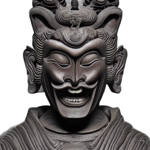 mask, face, crown, staff, photorealistic, 3d render, concept art, naraka transparent PNG cut-out