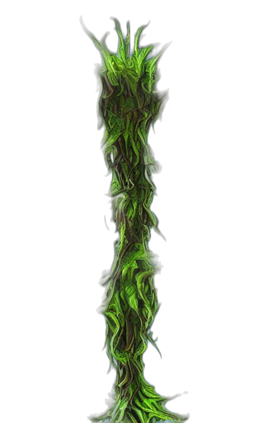 hair, staff, sword, tree transparent PNG cut-out