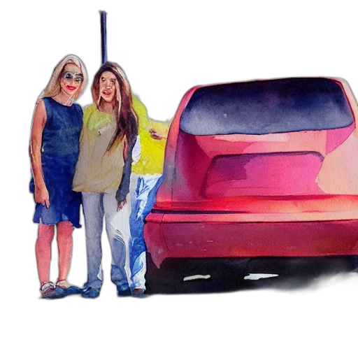 car, watercolor, concept art, photorealistic transparent PNG cut-out
