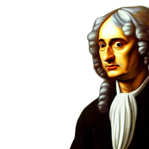 face, hair, photorealistic, cartoon, classical, portrait, sir, isaac transparent PNG cut-out