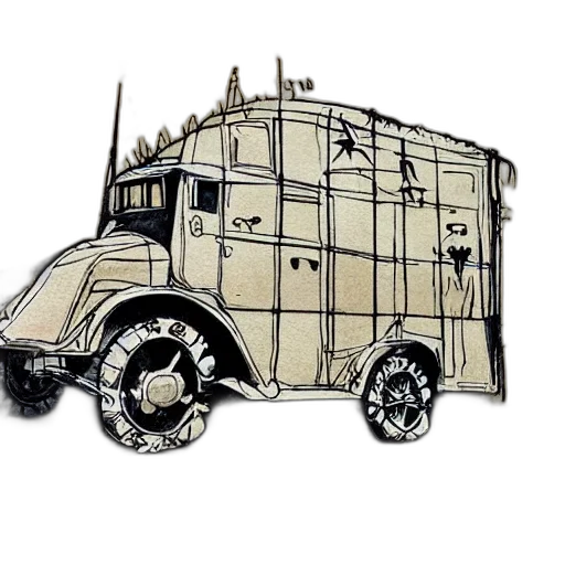 car, weapon, concept art, cartoon, photorealistic, watercolor, beautiful, aesthetic transparent PNG cut-out