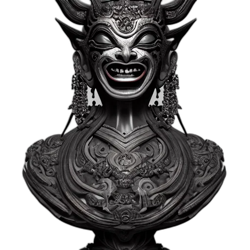 mask, face, crown, staff, photorealistic, concept art, 3d render, fantasy art transparent PNG cut-out