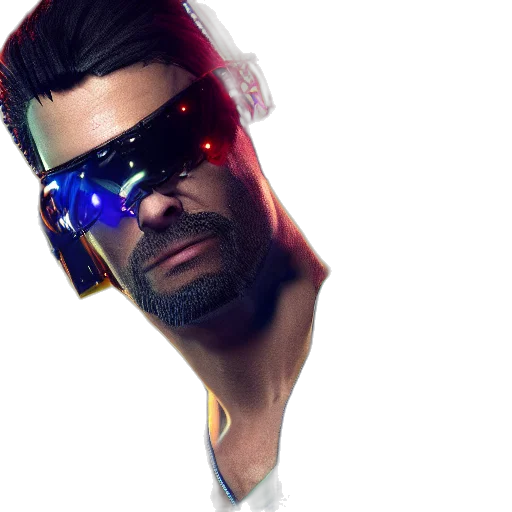 mask, face, staff, robot, cyberpunk, 3d render, concept art, vaporwave transparent PNG cut-out
