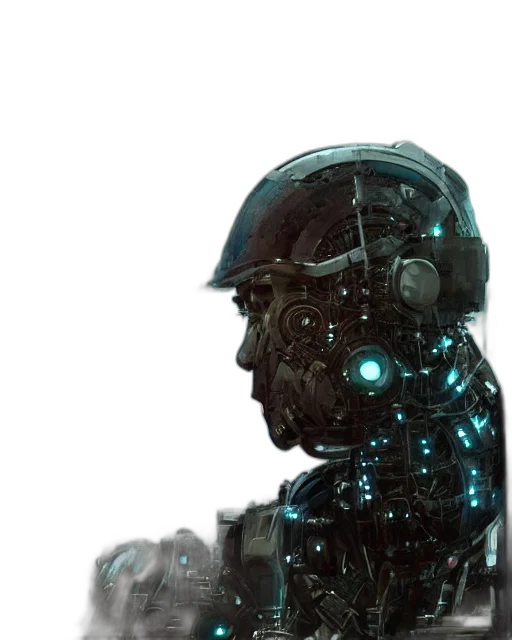 robot, face, weapon, staff transparent PNG cut-out