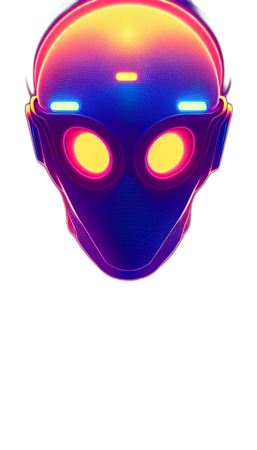 mask, robot, face, creature, cyberpunk, vaporwave, concept art, 3d render transparent PNG cut-out