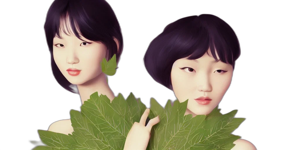 photorealistic, 3d render, concept art, fantasy art, green, earth tones, monochrome, asian transparent PNG cut-out