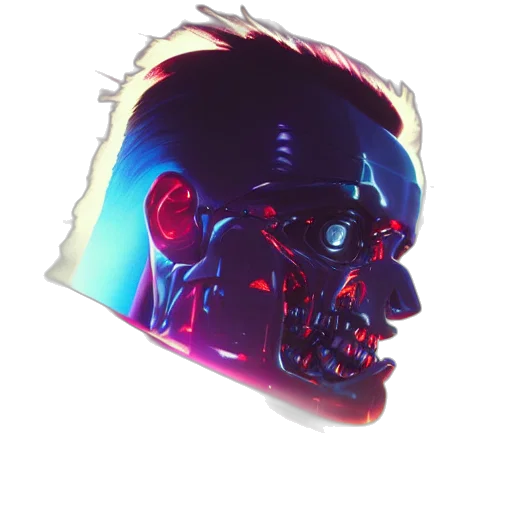 mask, face, robot, jacket, cyberpunk, vaporwave, concept art, pixel art transparent PNG cut-out
