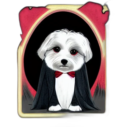 staff, animal, fantasy art, pixel art, concept art, photorealistic, coton, tulear transparent PNG cut-out