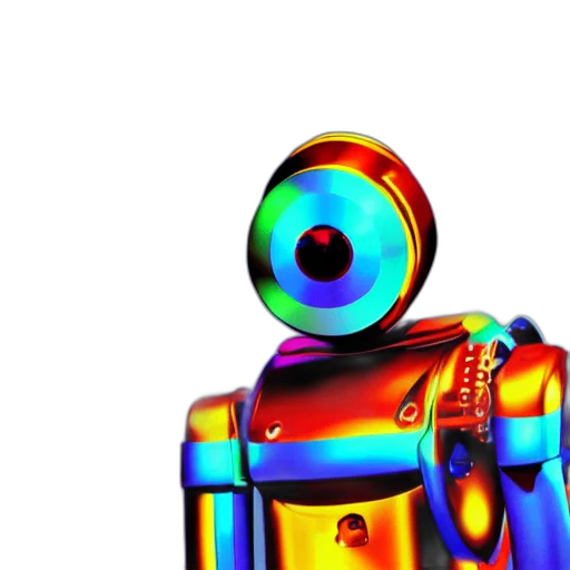 robot, 3d render, concept art, vaporwave transparent PNG cut-out