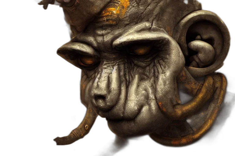 mask, face, creature, crown, concept art, 3d render, photorealistic, fantasy art transparent PNG cut-out