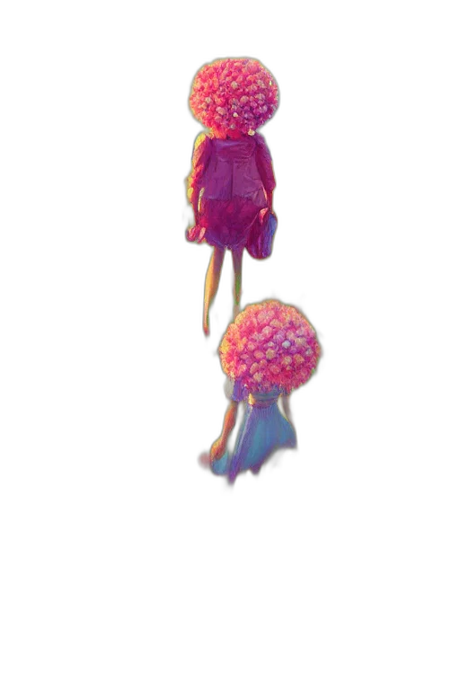 umbrella, staff, creature, flower, 3d render, concept art, vaporwave, watercolor transparent PNG cut-out