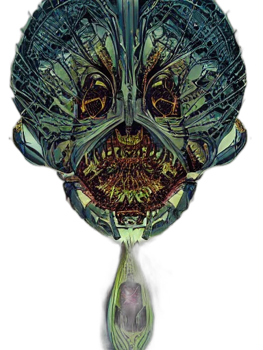 mask, staff, creature, umbrella, concept art, fantasy art, comic book art, outer space transparent PNG cut-out