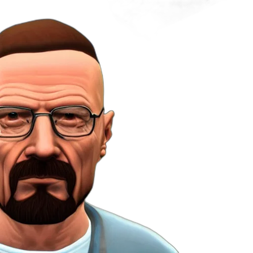 face, cartoon, photorealistic, 3d render, concept art, walter, white, sims transparent PNG cut-out