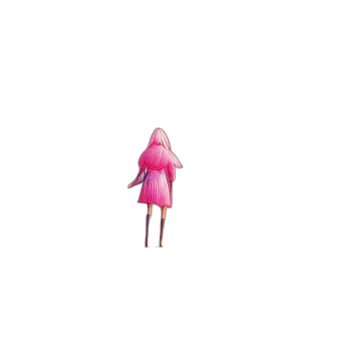 creature, dress, staff, umbrella, pixel art, 3d render, concept art, vaporwave transparent PNG cut-out