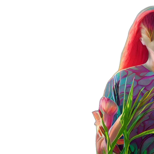 flower, dress, photorealistic, 3d render, vaporwave, colorful, giant, gladiola transparent PNG cut-out