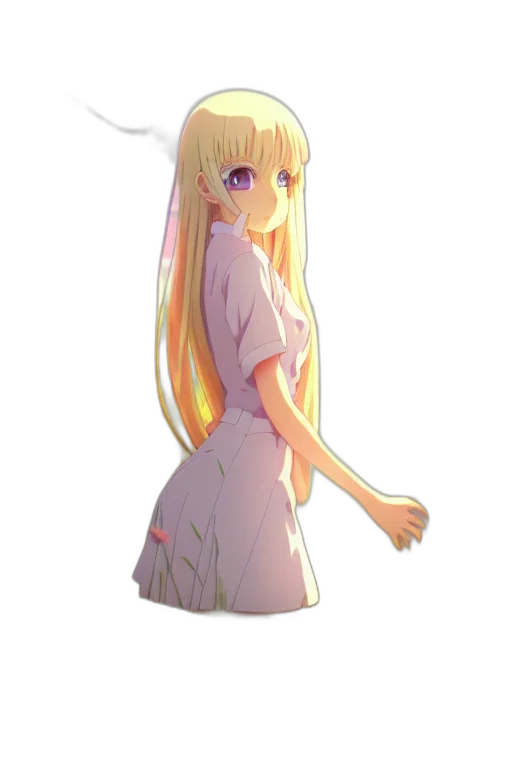 dress, staff, hair, robot, anime, pixel art, cartoon, 3d render transparent PNG cut-out