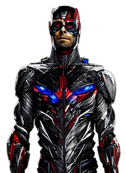 robot, jacket, mask, comic book art, concept art, cartoon, 3d render, red transparent PNG cut-out