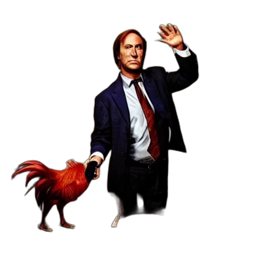 animal, pixel art, concept art, photorealistic, saul, goodman, rooster, saw transparent PNG cut-out
